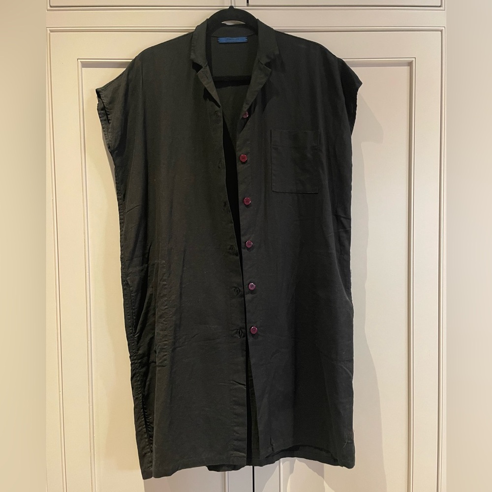 Black Linen Button Up Dress | Independent Designer from Quebec (OS)
